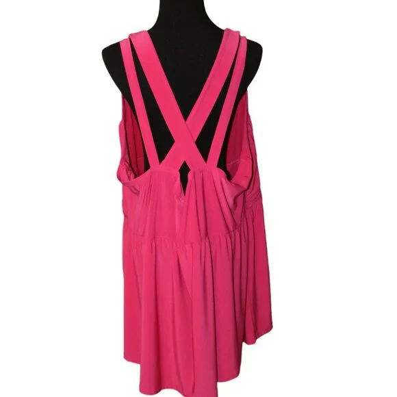 HOT PINK Fushia Raspberry Torrid Plus Size 5 Back Strappy Summer Shirt - EUC - Picture 8 of 12